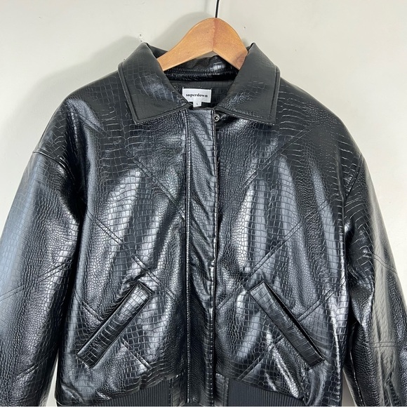 Revolve Superdown Black x bridget katrina oversized jacket SZ Large Faux Leather - Picture 7 of 15